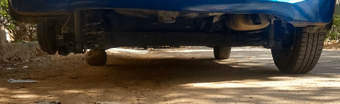 Car tyres stolen and stones kept in their place! 1