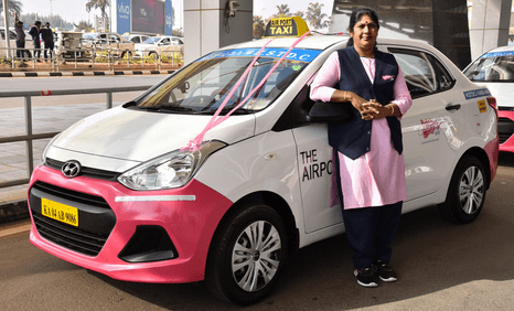 Pink taxis for women stepping out of the city airport 33
